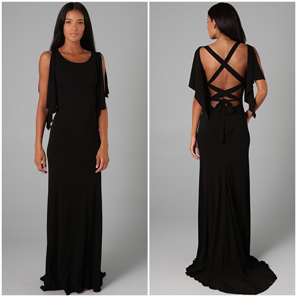 Haute Hippie Jersey Maxi Dress Gown Open Back